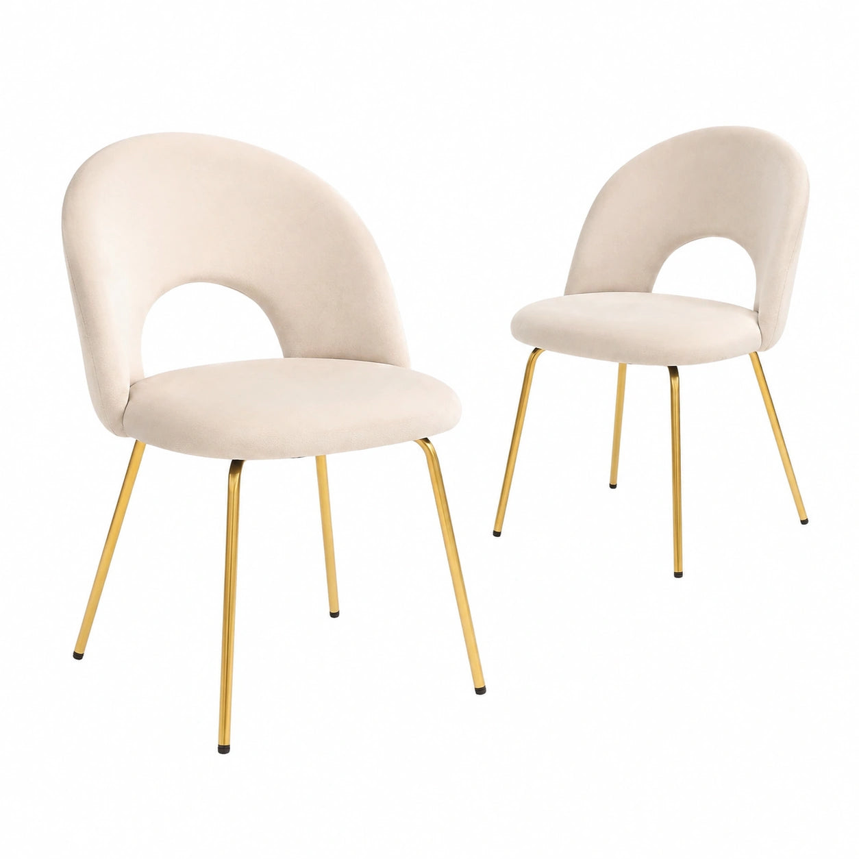 Coiffeuse, en métal et velours, coloris beige et doré, pour la chambre
