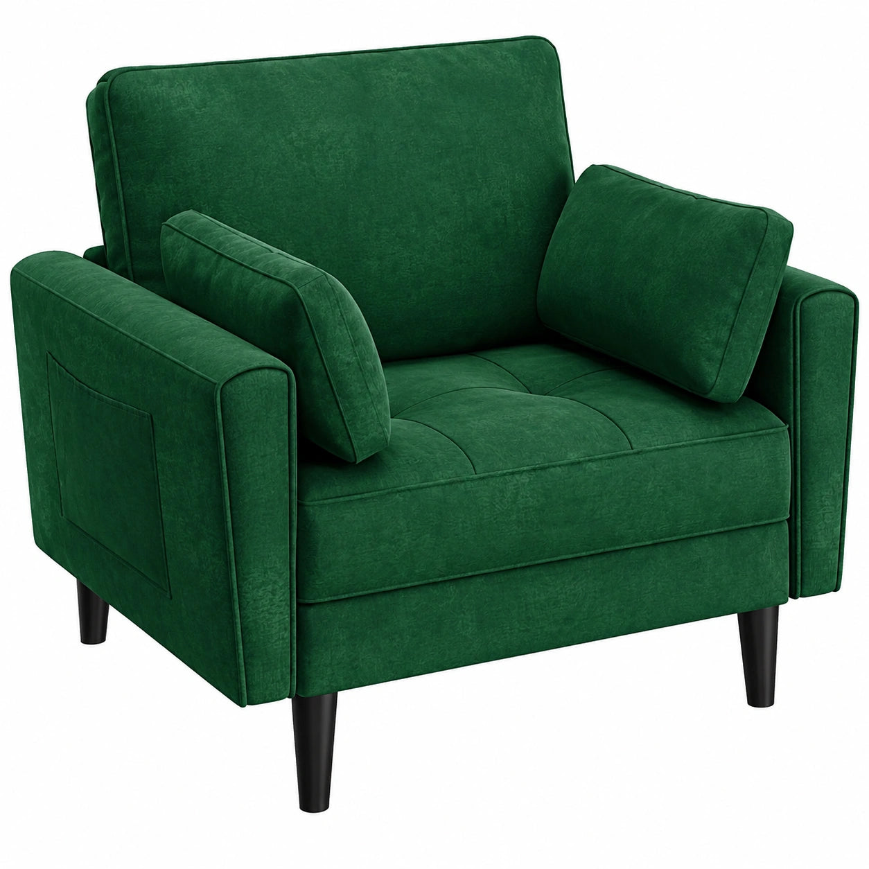 Fauteuil relax, en tissu, avec coussin, coloris vert, pour le salon