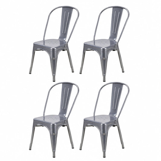 Chaise, en métal, coloris gris, pour la salle à manger ou la cuisine