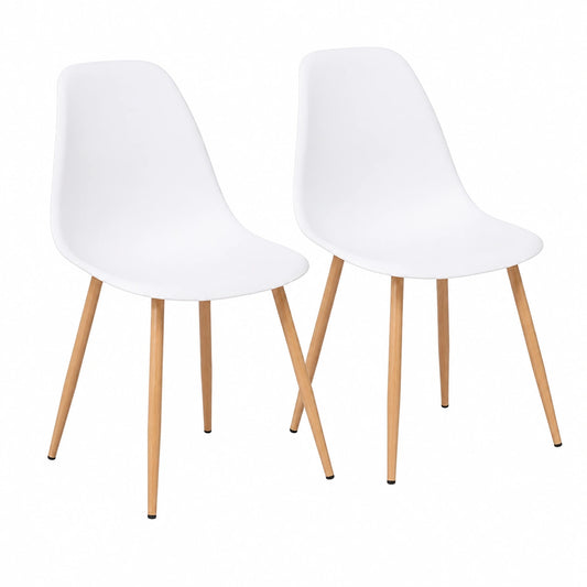 Chaise, en chêne et métal, coloris blanc, pour la salle à manger ou la cuisine