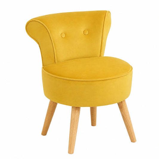 Fauteuil, en velours, coloris jaune, pour le salon ou la chambre