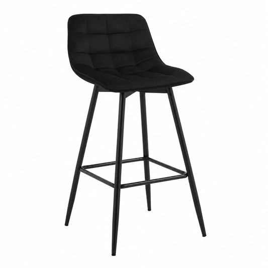 Tabouret, en velours, coloris noir, pour la cuisine ou l’espace repas