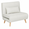 Canapé convertible, en lin et tissu, réglable, rembourré, coloris crème, 1 place, pour le salon ou la chambre d’amis