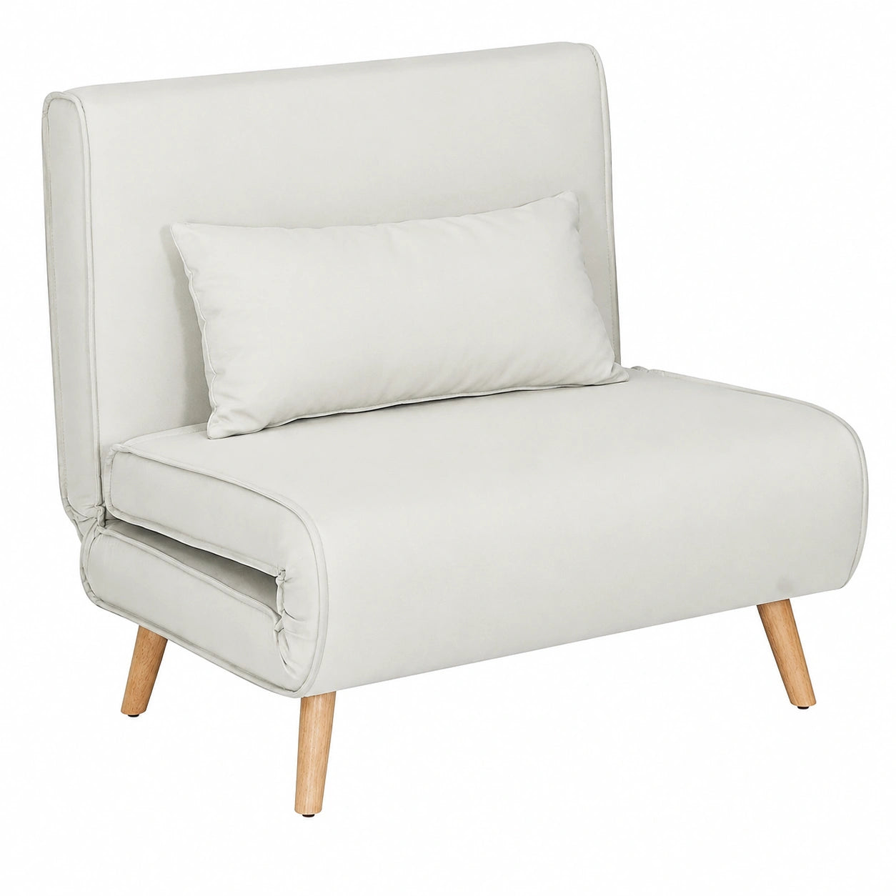 Canapé convertible, en lin et tissu, réglable, rembourré, coloris crème, 1 place, pour le salon ou la chambre d’amis
