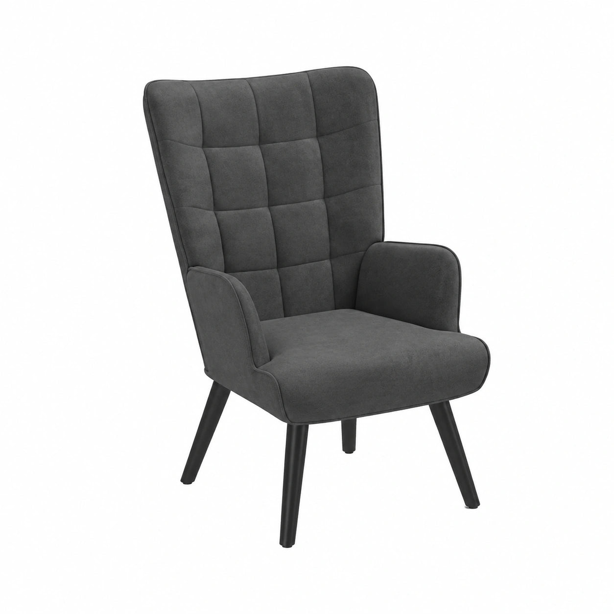 Fauteuil, en velours, coloris gris, pour le salon ou la chambre