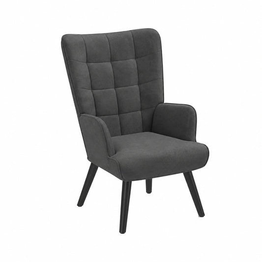Fauteuil, en velours, coloris gris, pour le salon ou la chambre