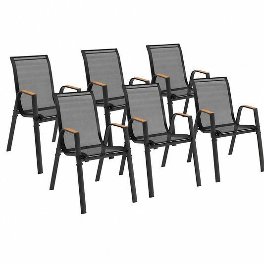 Chaise de jardin, en métal, coloris noir, pour la terrasse ou le jardin