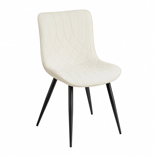 Chaise, rembourré, en métal et similicuir, coloris blanc, pour la salle à manger ou la cuisine