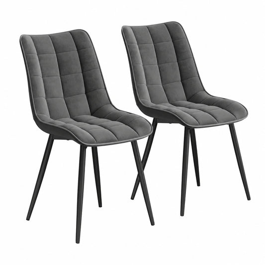 Chaise, en velours, coloris gris, pour la salle à manger ou la cuisine