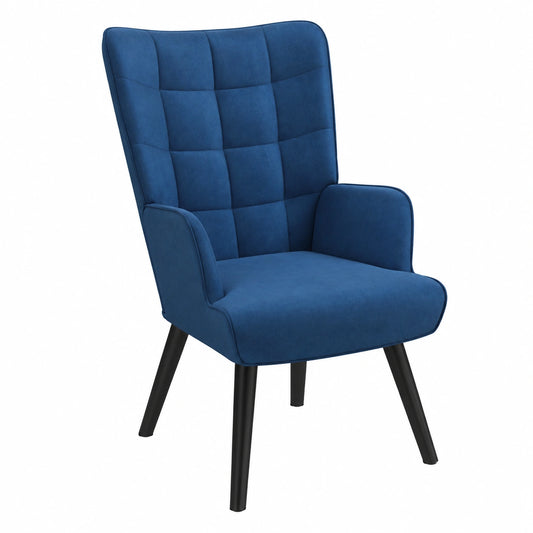Fauteuil, en velours, coloris bleu, pour le salon ou la chambre