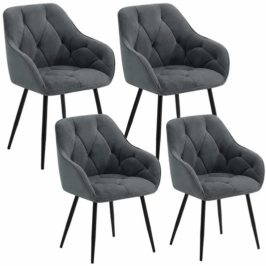 Chaise, en velours, coloris gris, pour la salle à manger ou la cuisine