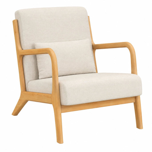 Fauteuil, en tissu, coloris beige, pour le salon ou la chambre