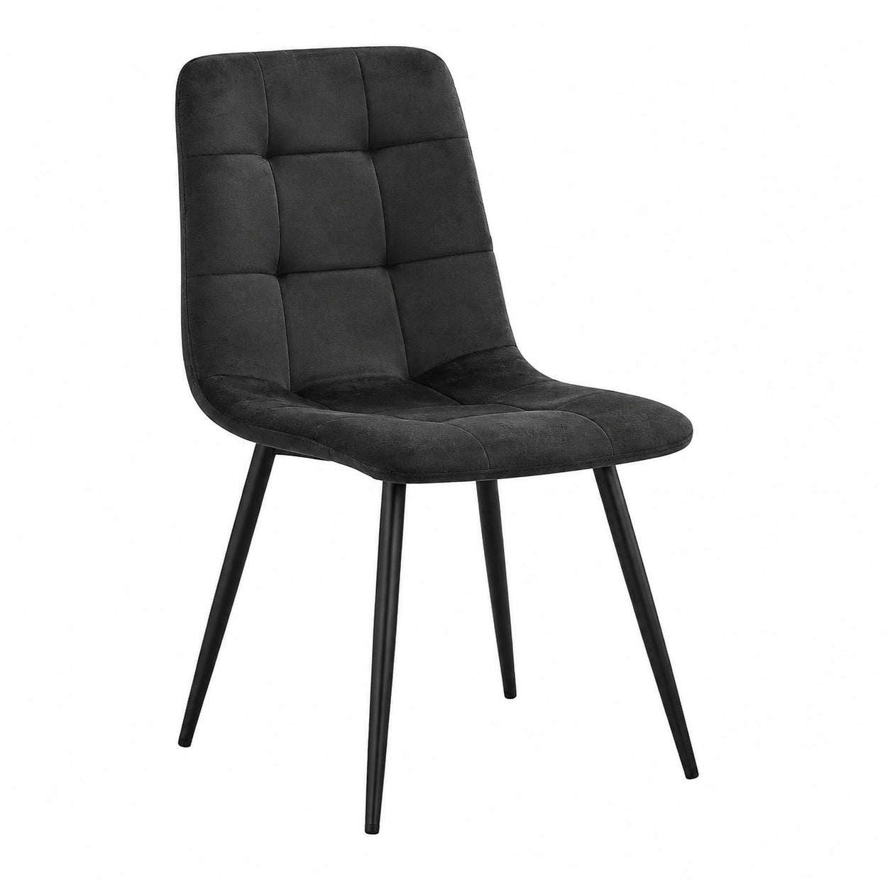 Chaise, en métal et velours, coloris noir, pour la salle à manger ou la cuisine