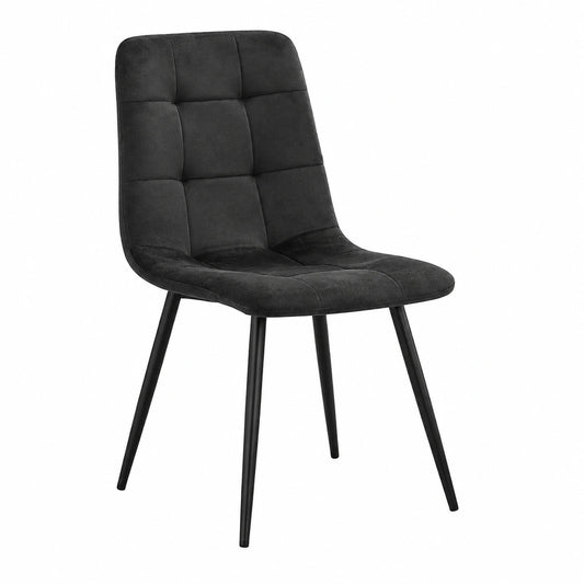 Chaise, en métal et velours, coloris noir, pour la salle à manger ou la cuisine