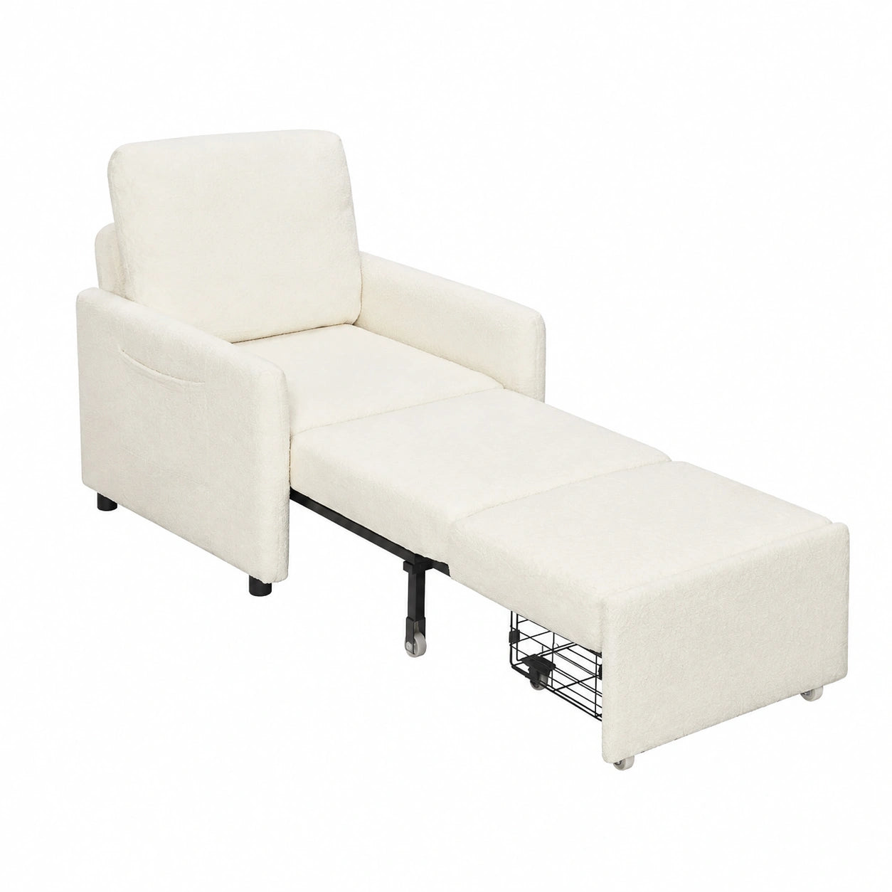 Lit, convertible, avec rangement, coloris crème, 1 place, pour la chambre