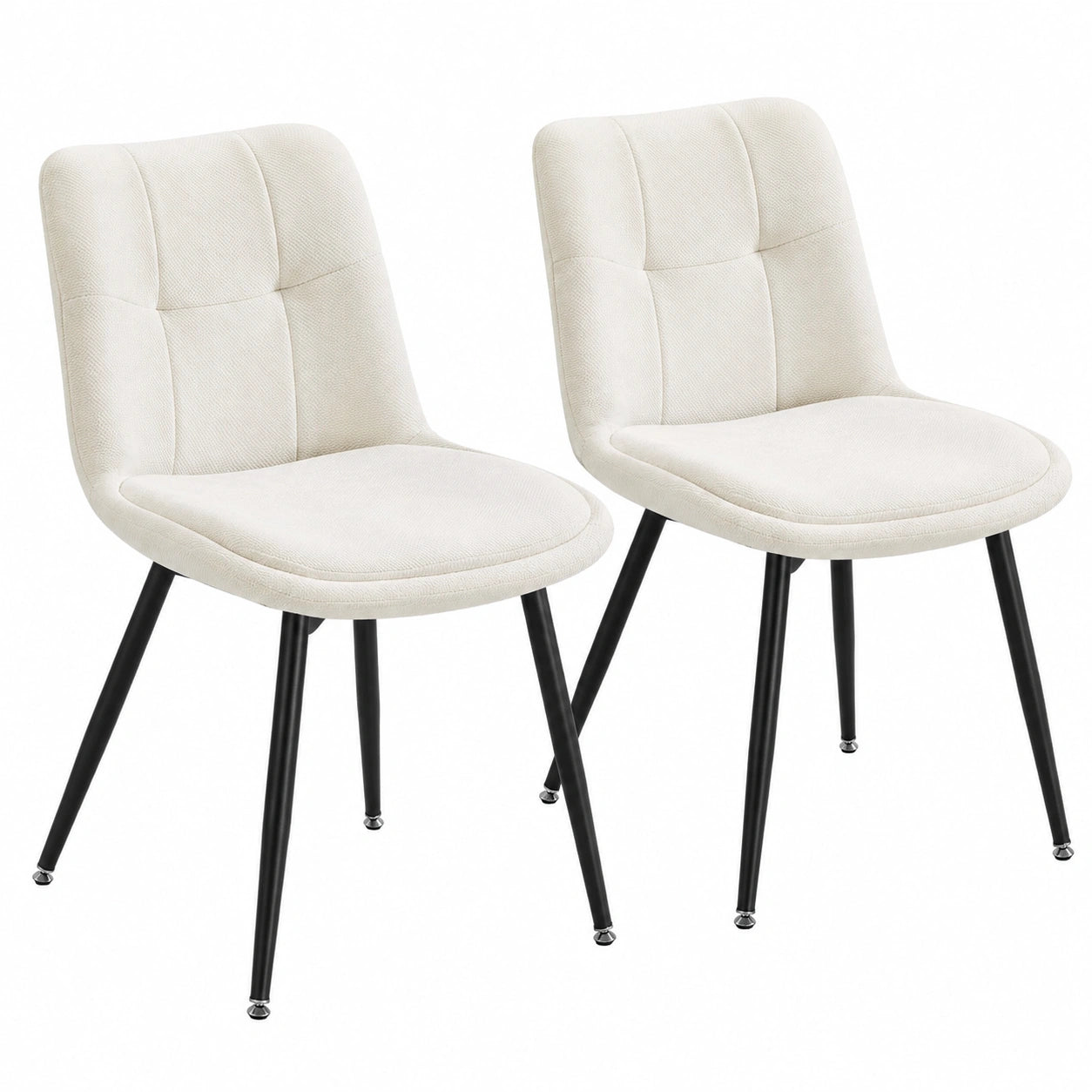 Chaise, en métal, avec coussin, rembourré, coloris blanc et crème, pour la salle à manger ou la cuisine
