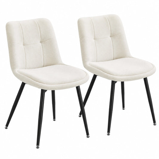 Chaise, en métal, avec coussin, rembourré, coloris blanc et crème, pour la salle à manger ou la cuisine