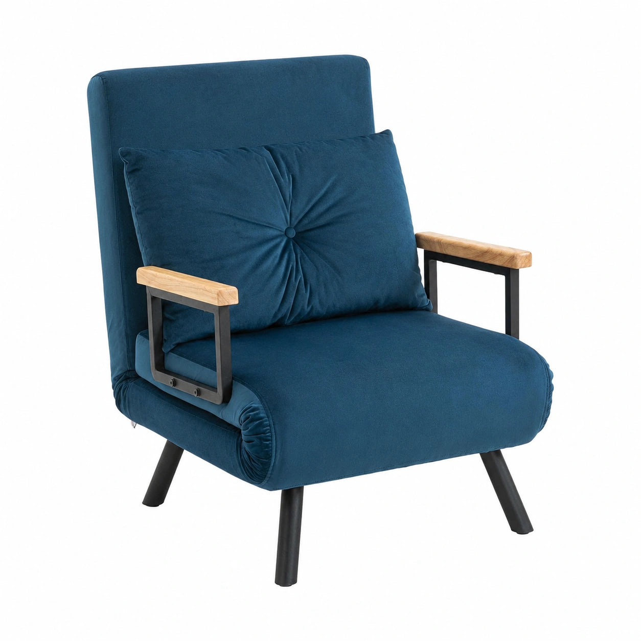 Fauteuil, 1 place, convertible, rembourré, coloris bleu, pour le salon ou la chambre